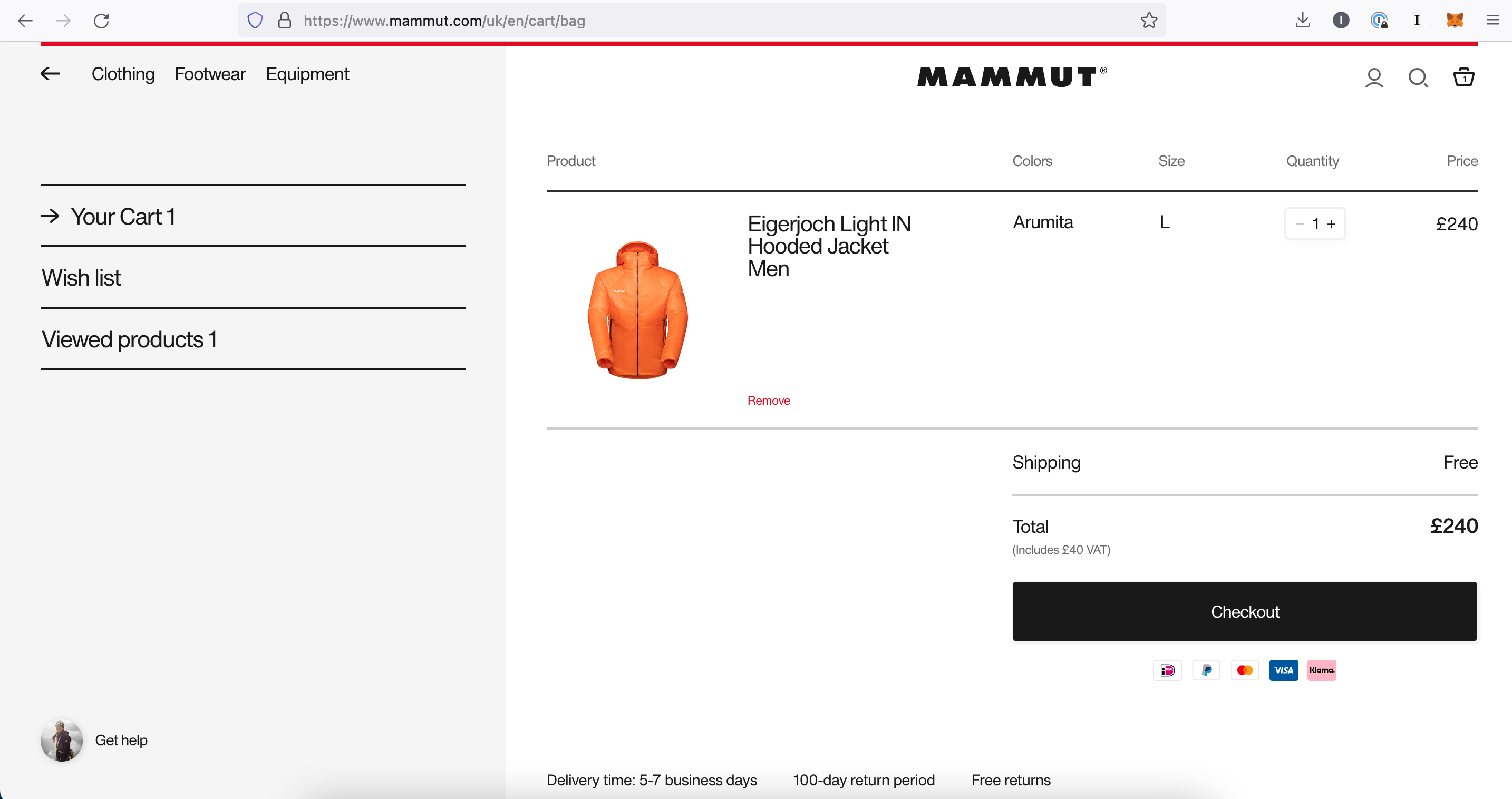 Cool that they show what products you viewed at the checkout step.