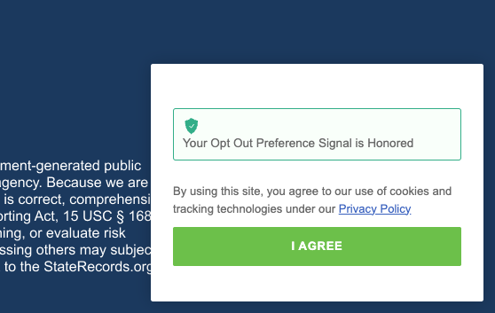 Not the best design obviously, but a good detail that opt out browser signal is honred.